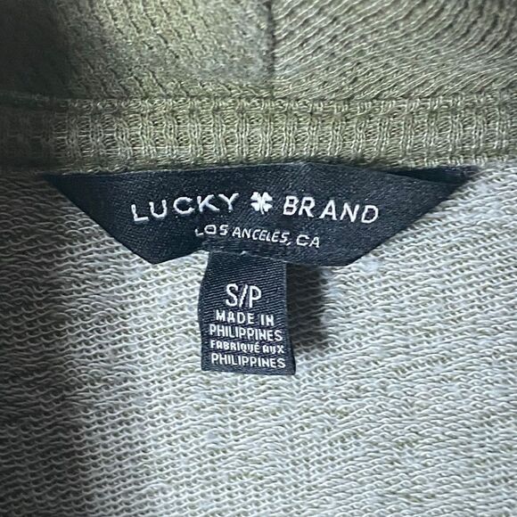 Lucky Brand Wm’s Sz Sm Olive Green Cowl Neck Oversized Relaxed Thermal Shirt - Picture 4 of 4